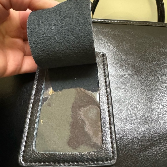 Kattee large black leather briefcase w/ adjustable strap - Picture 12 of 13